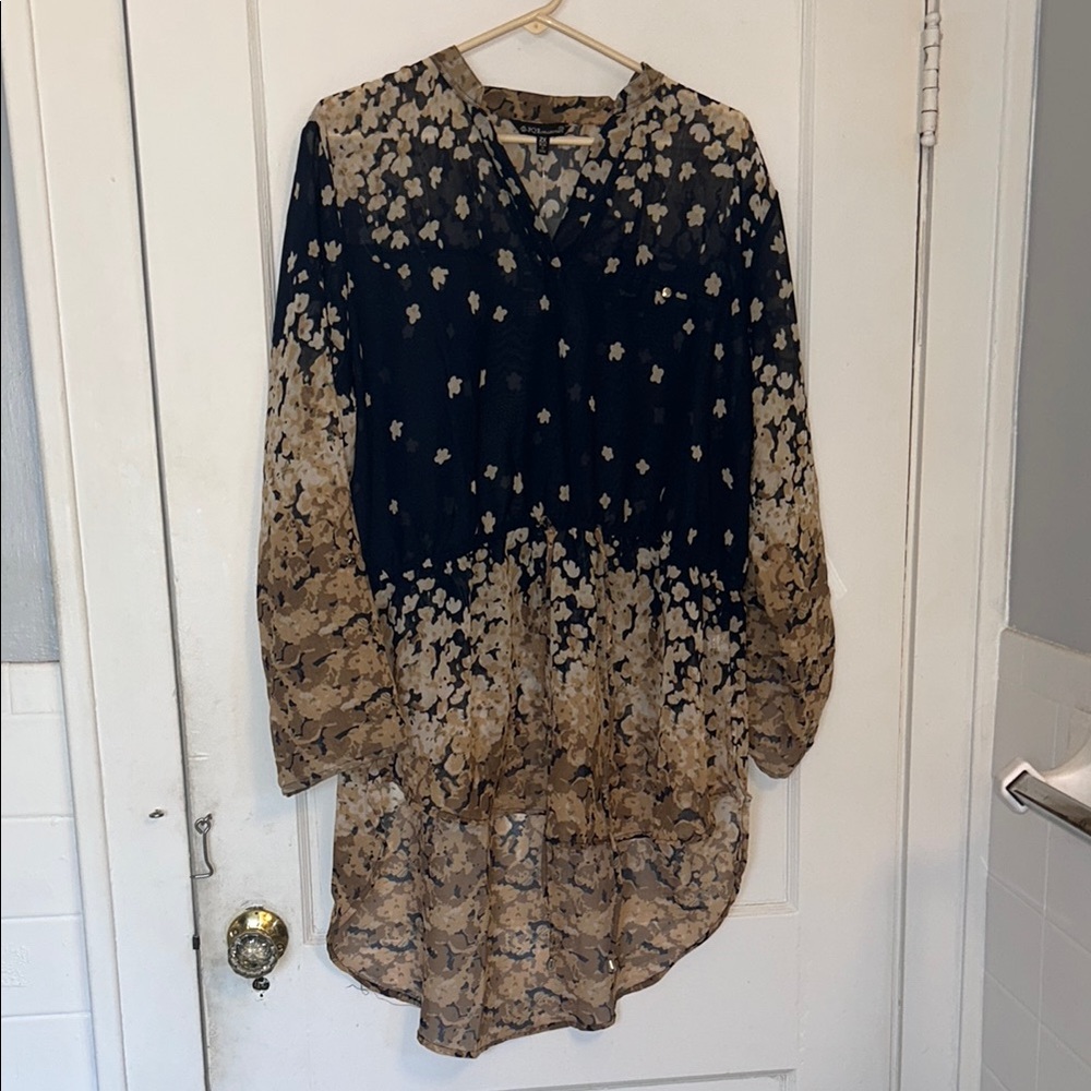 Black and Tan Floral Blouse
